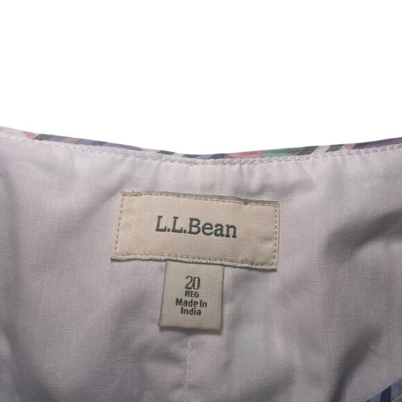 L.L. Bean Plaid Cotton Shift Dress Size 20 Sleeveless Knee Length - Picture 2 of 6